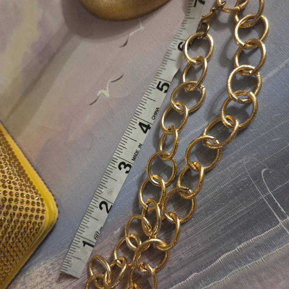 Gold Evening Crossbody Bag with Chain Strap - Picture 15 of 16